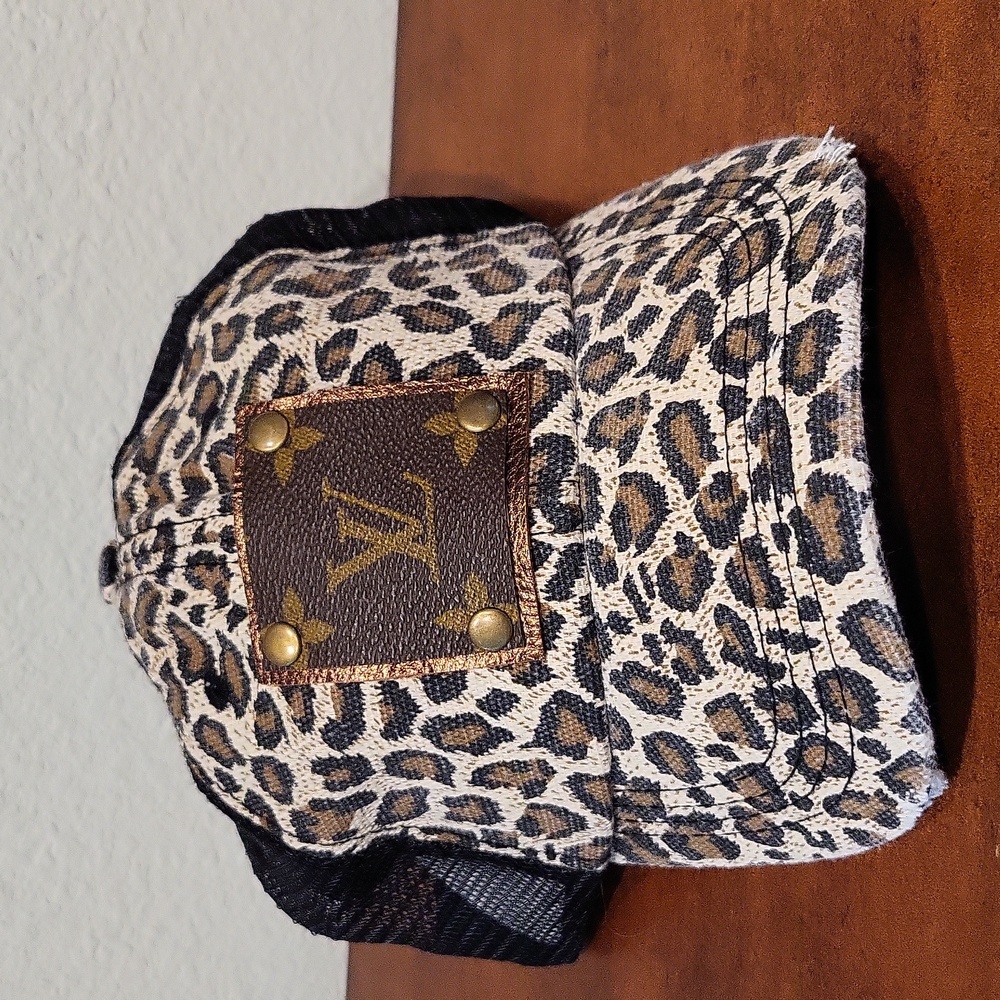 Upcycled Luxury leopard Ballcap Hat